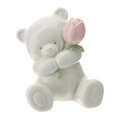 ORSETTO PORC.10CM BIANCO TULIPANO ROSA