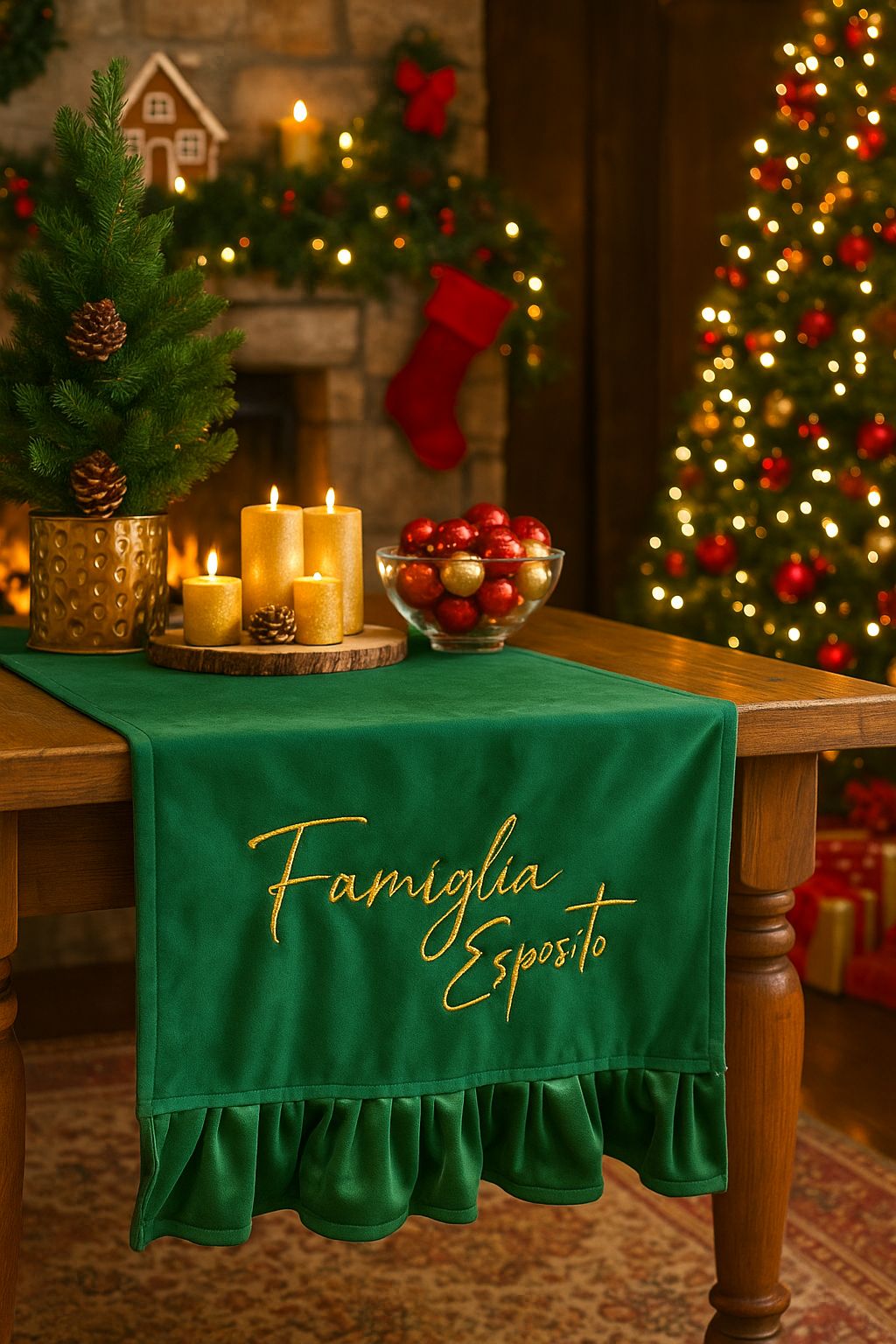 Runner in velluto Poppylab verde