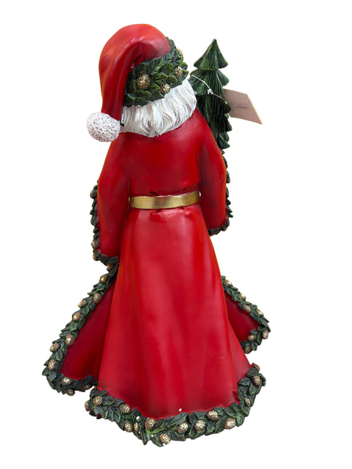 BABBO NATALE IN RESINA ROSSO CON SACCHETTO 32*23,5*47 CM