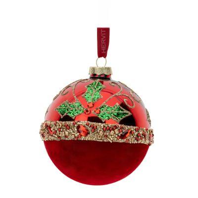 Sfera Vetro Soff.Dec.Half Dia.8Cm Rossa