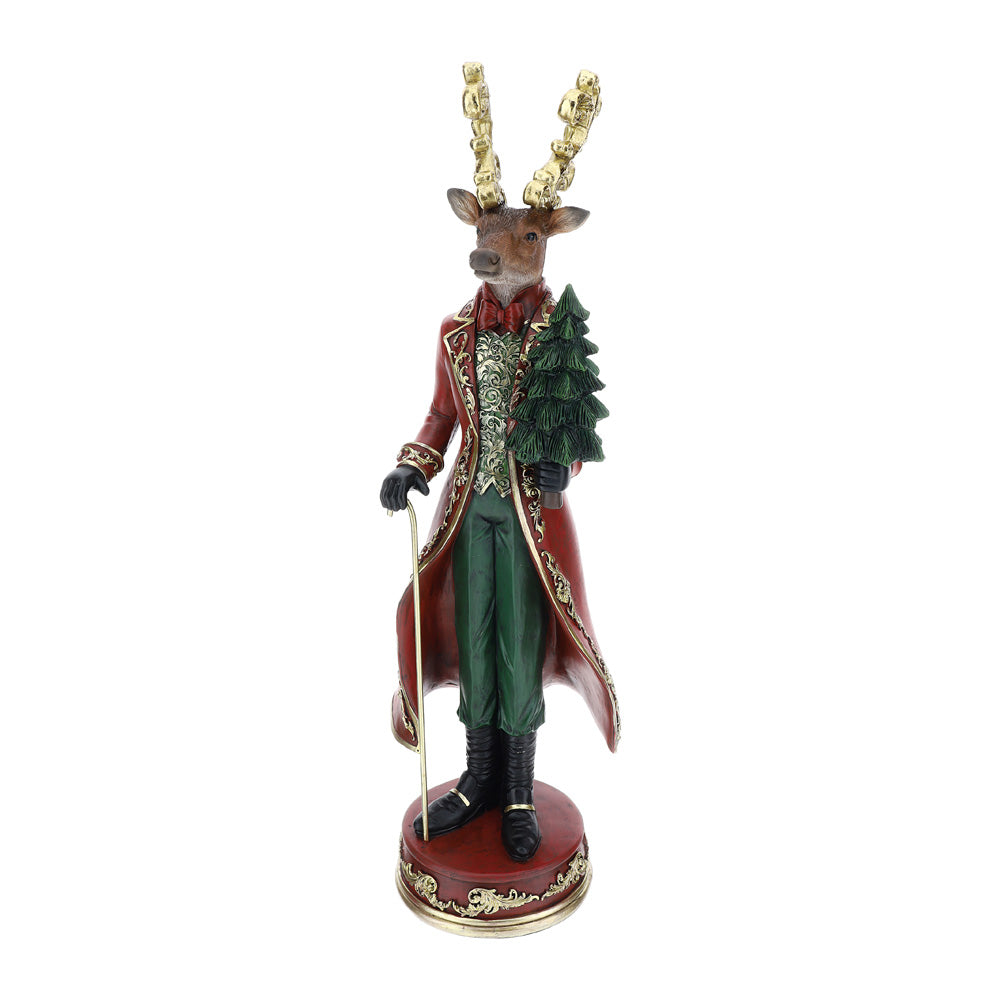 Cervo York Resina H59Cm Rosso/Verde