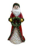 BABBO NATALE IN RESINA ROSSO CON GHIRLANDA 20*16*38,8 CM