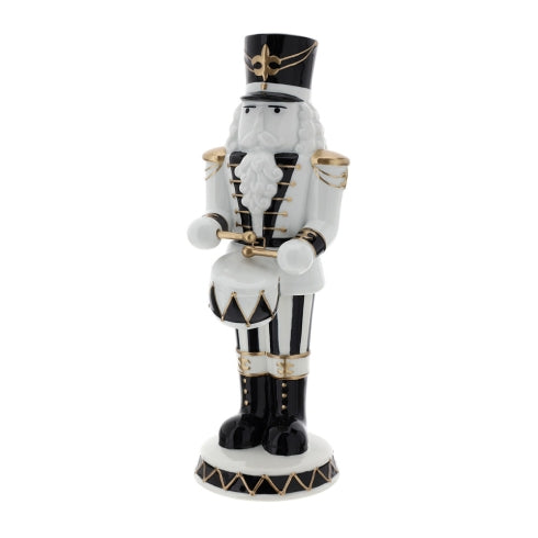 Soldatino in Porcellana Bianca Nero e Oro - 28cm