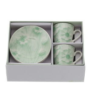 BOX 2 TAZZINE CAFFE' CANVAS VERDE 8X6CM