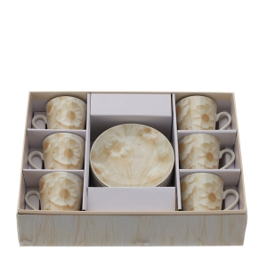 BOX 6 TAZZINE CAFFE' CANVAS CREMA 8X6CM