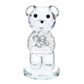 ORSETTO CRISTALLO 14CM C/FIORE TRASP.