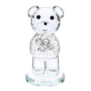 ORSETTO CRISTALLO 14CM C/FIORE TRASP.