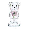 ORSETTO CRISTALLO 14CM C/FIORE ROSA