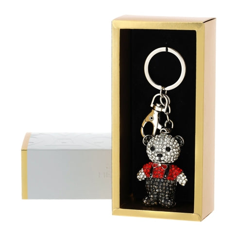 PORTACHIAVI GIOIELLO ORSETTO SNODATO ROSSO/NERO - 4,5x12cm