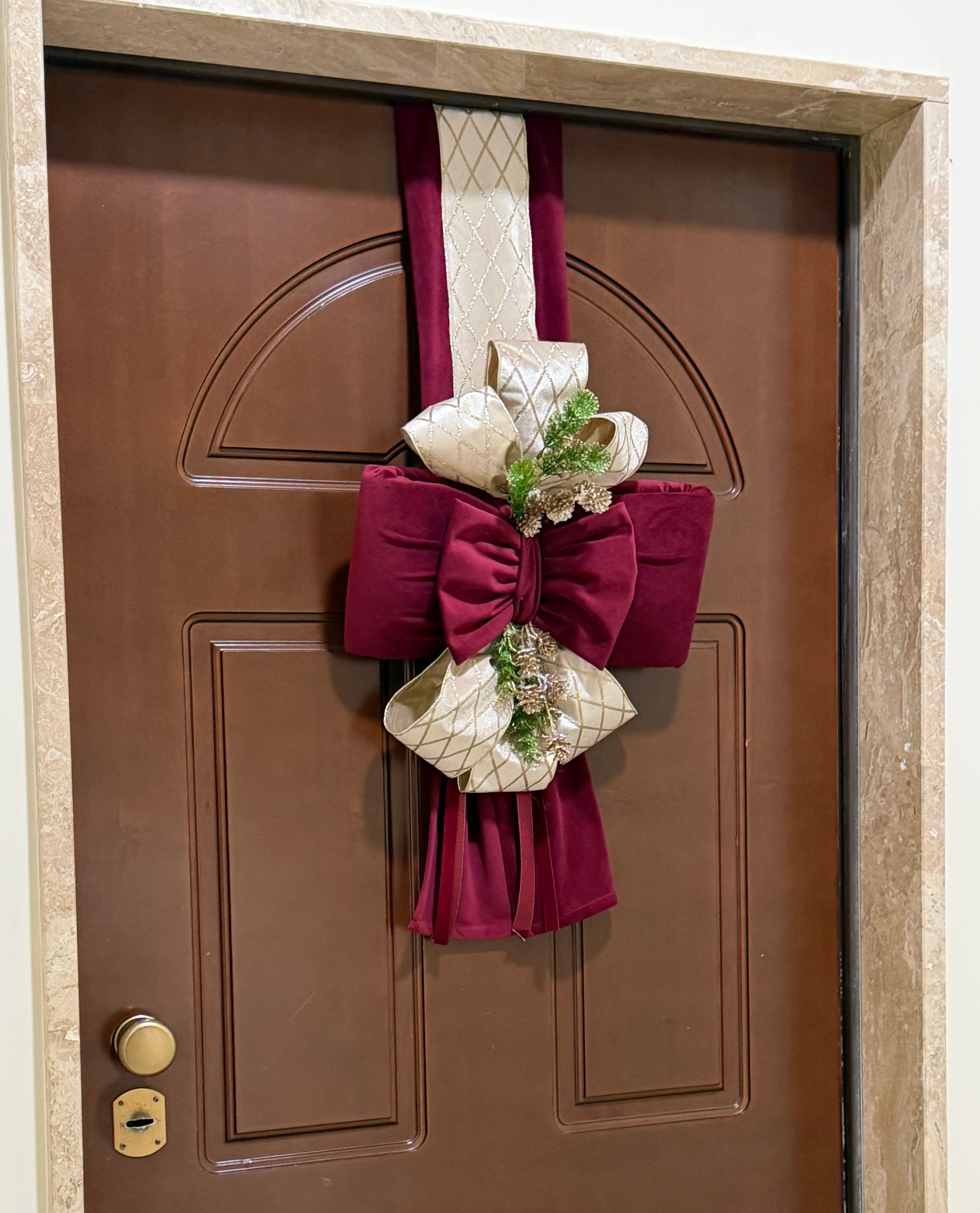 Doppio fiocco in velluto Anna bordeaux