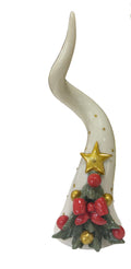 CORNO AVORIO Ø6.5*16H CON ALBERO PALLINE ORO FIOCCO ROSSO
