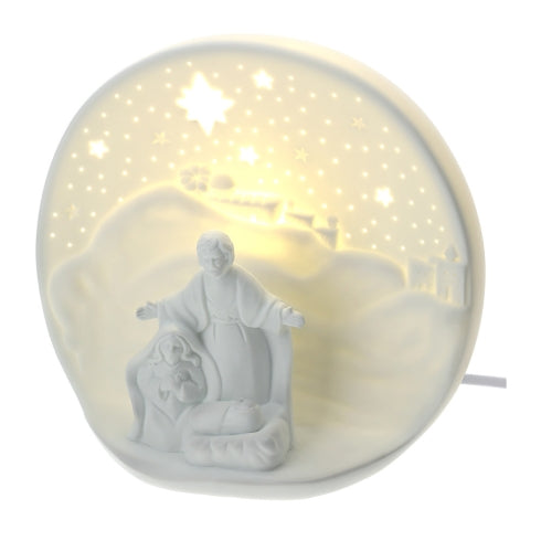 Lampada in Porcellana Biscuit con Natività - 21x14xh19cm