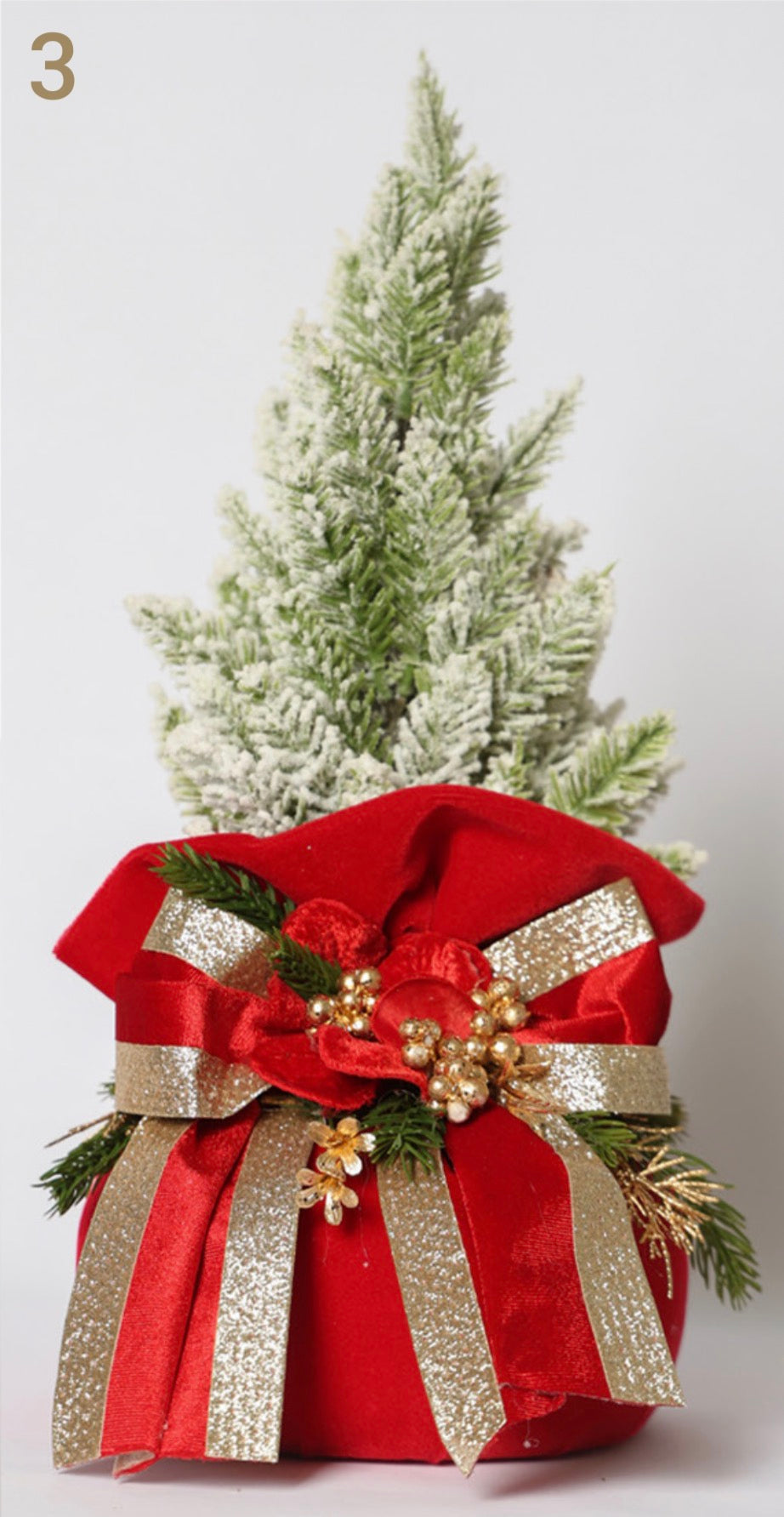 ALBERELLO CON BASE IN VELLUTO E DECORAZIONI NATALIZIE 40X15 CM