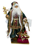 BABBO NATALE SU BASE IN LEGNO, VERDE H 46 CM