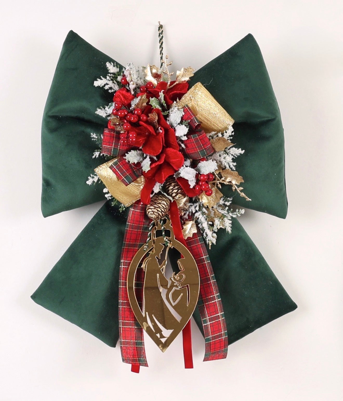 Fiocco velluto verde fiori di lena