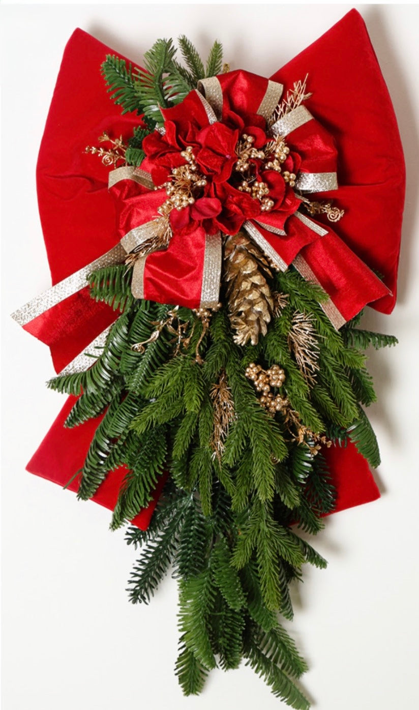 Fioccone in velluto rosso Fiori di Lena