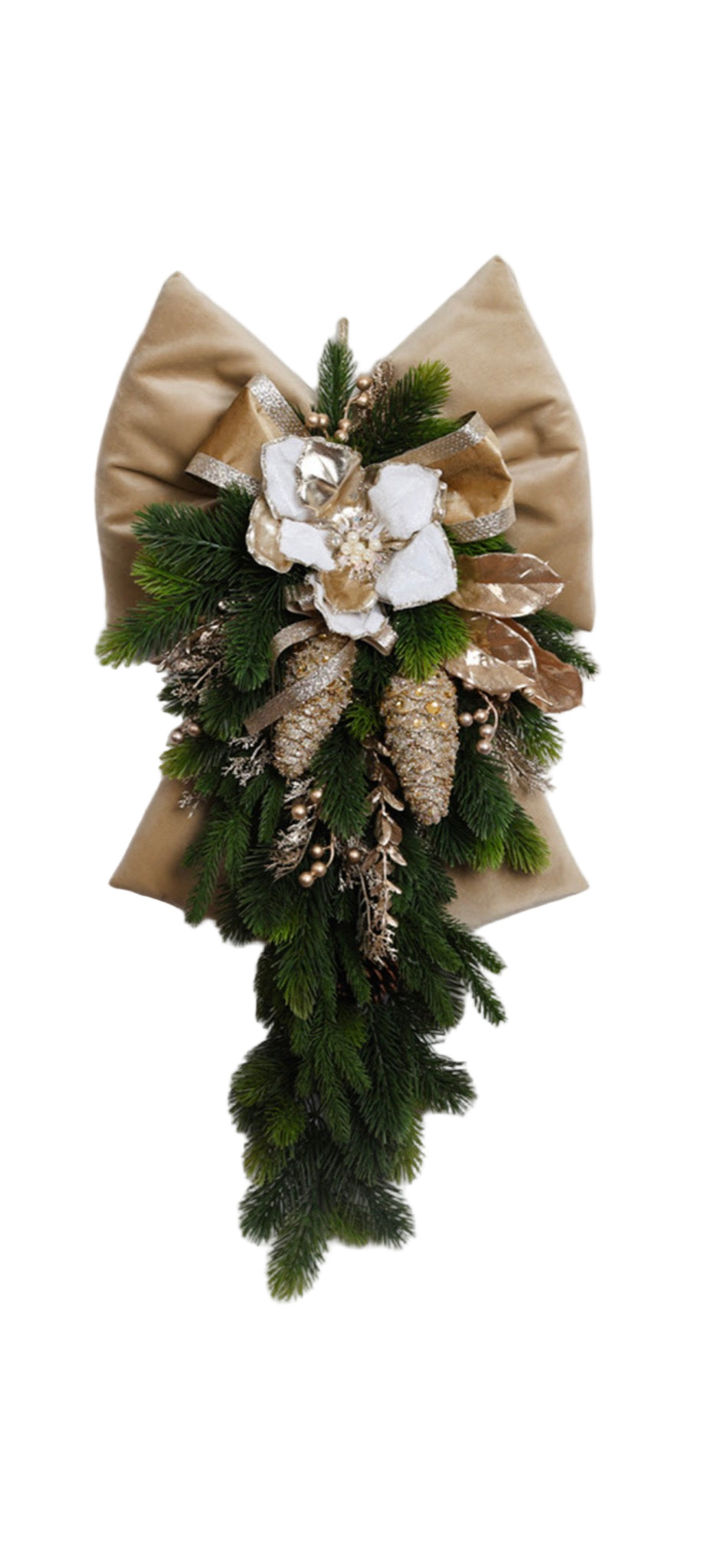 Fiocco in velluto nocciola con decorazioni H85  Fiori di Lena