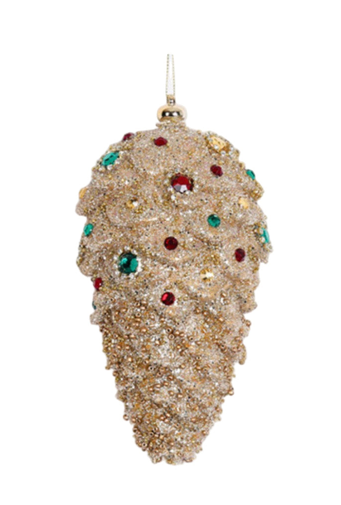 Pigna h14 con glitter e strass multicolor fiori di lena