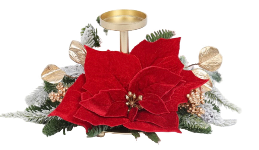 CANDELIERE 1 FIAMMA CON DECORAZIONE NATALIZIA H 17 CM