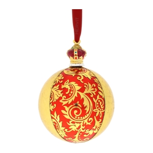 SFERA VETRO CORONA ROSSO/ORO