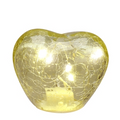 CUORE VETRO CRACK GIALLO LUCE LED 8CM