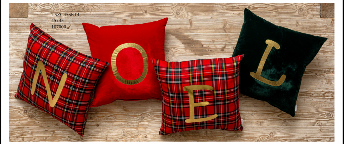 Set 4 cuscini velluto scritta oro 45x45