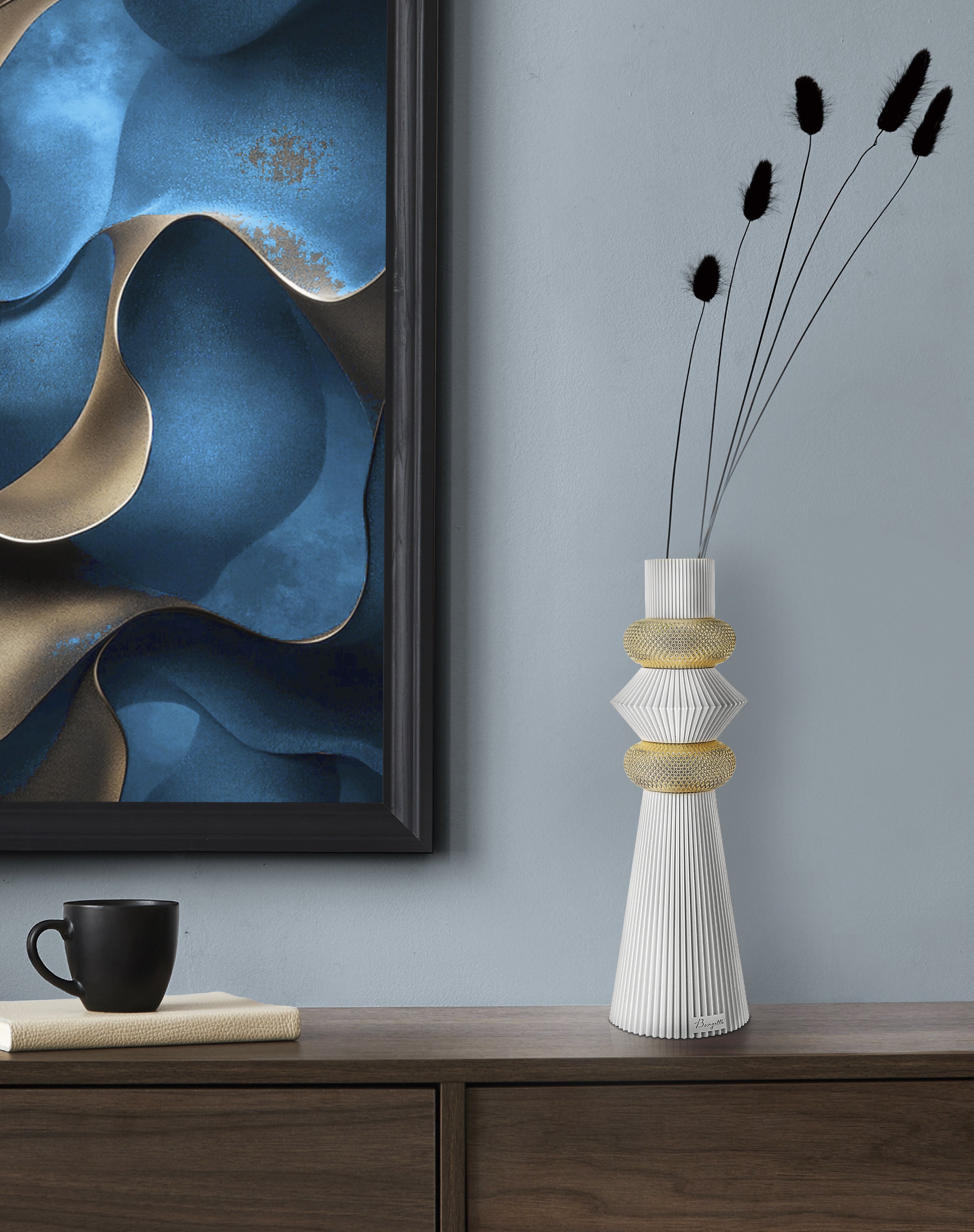 Vaso Modular H.39 Bianco - Oro