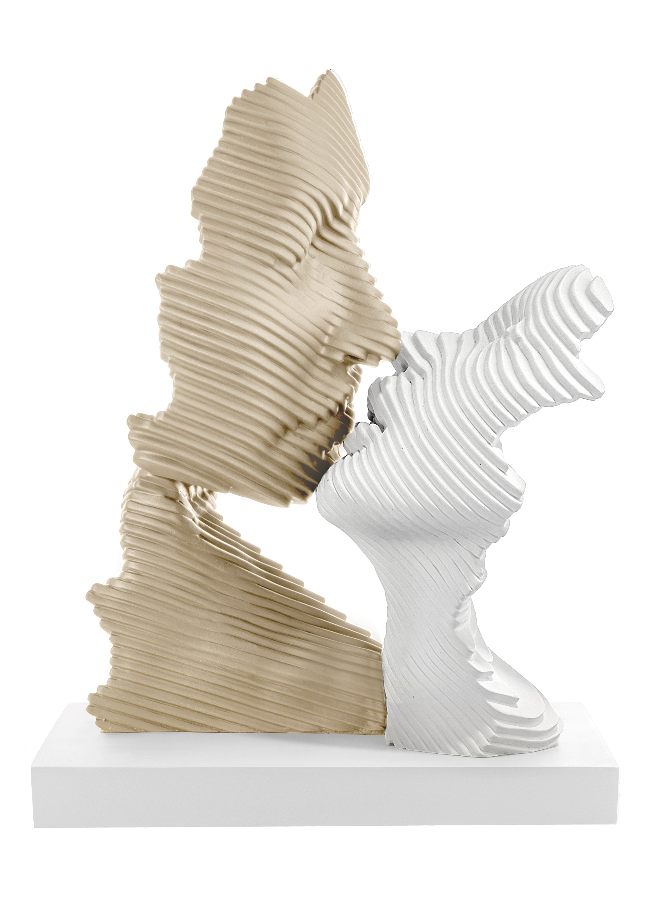 Scultura Bacio Stilizzata 15X16 Nocciola/Bianco Base Bianca