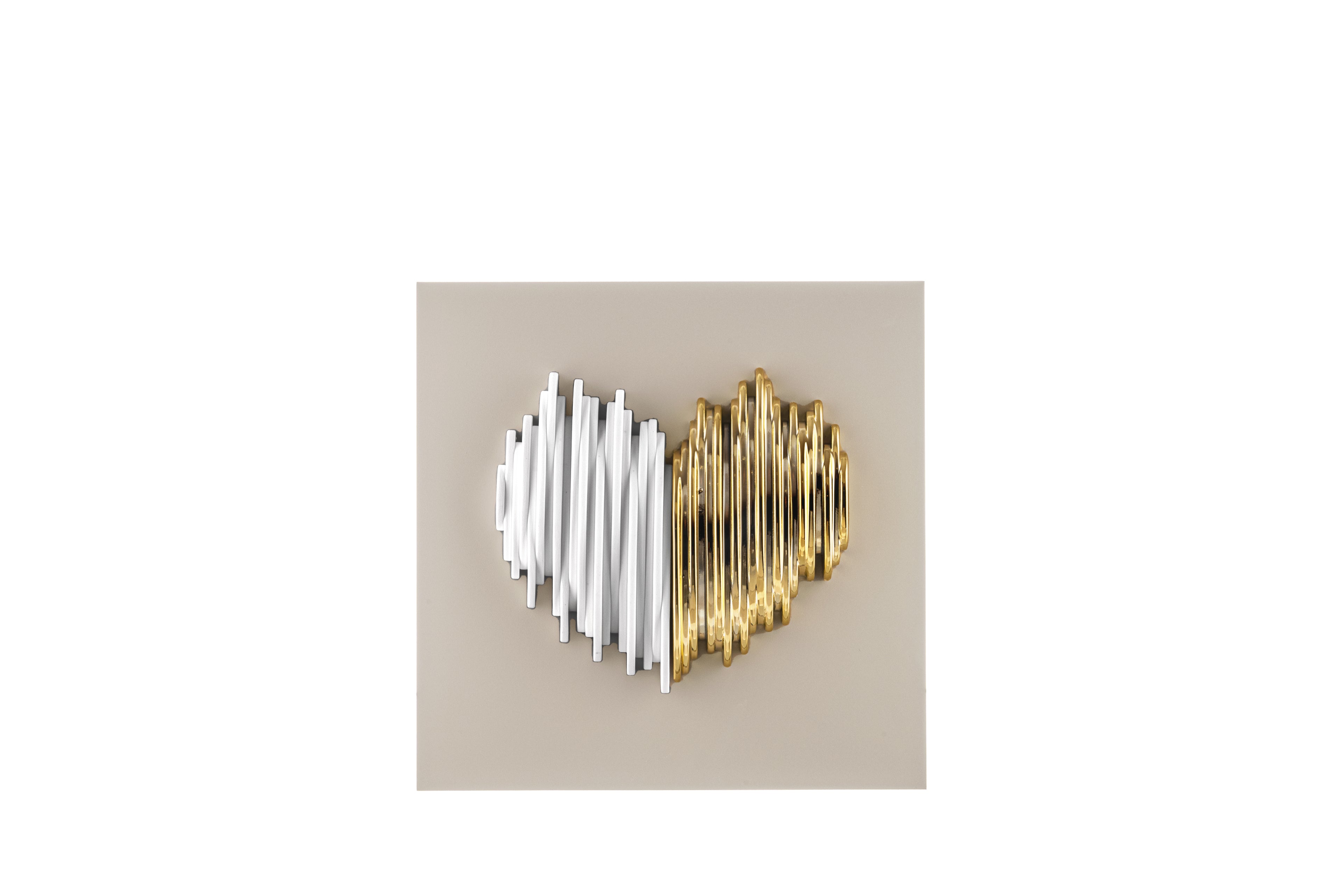 Pannello Cuore Stiliz Nocciola15X15 Cuore Oro/Bianco