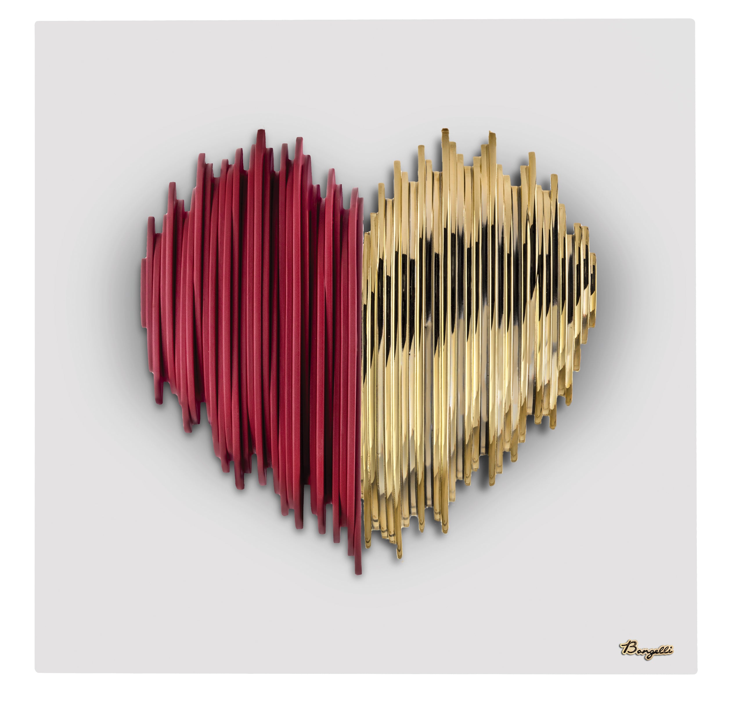 Pannello Cuore Stiliz Bianco 15X15 Cuore Rosso/Oro