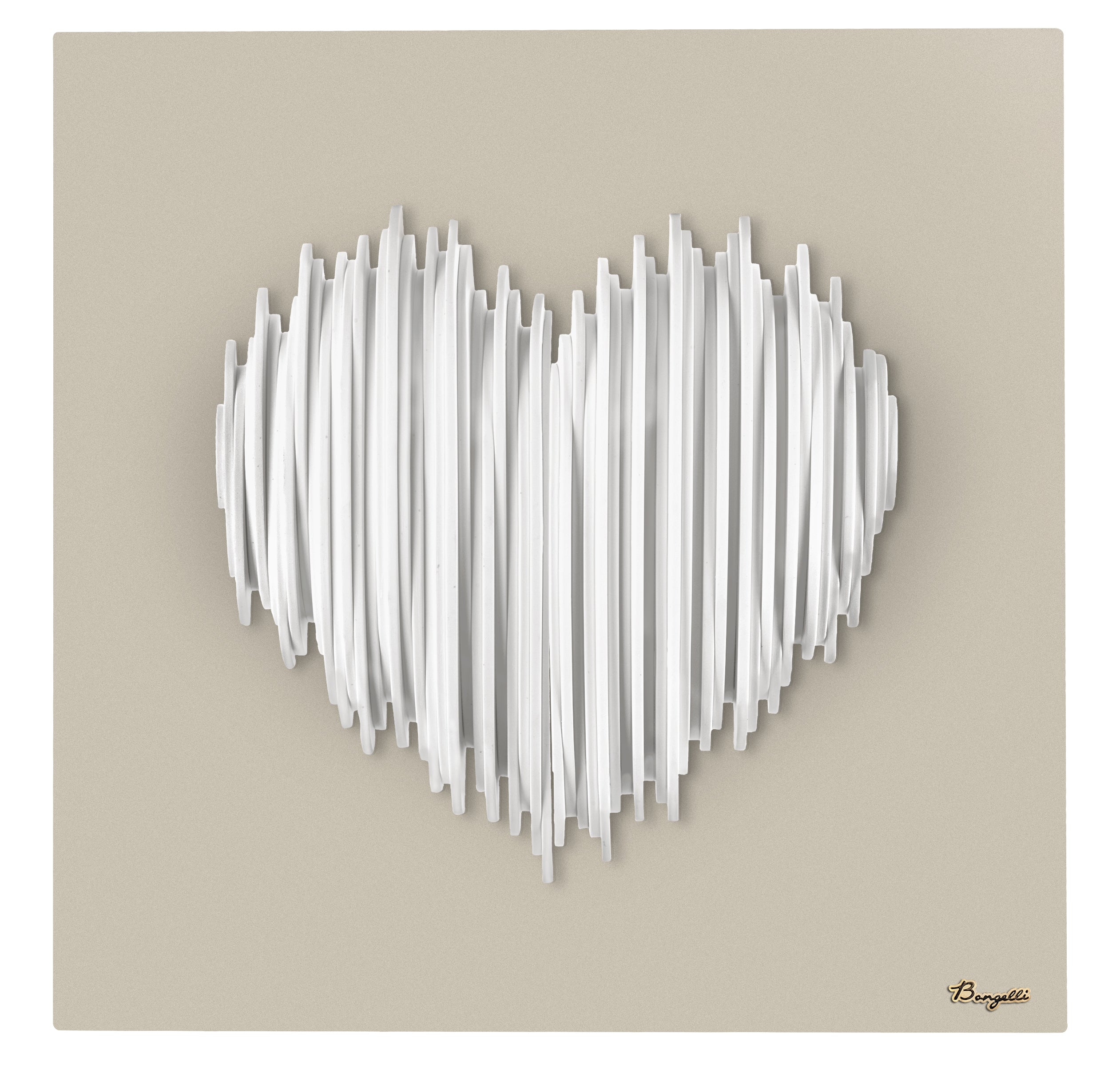 Pannello Cuore Stiliz Nocciola50X50 Cuore Bianco3