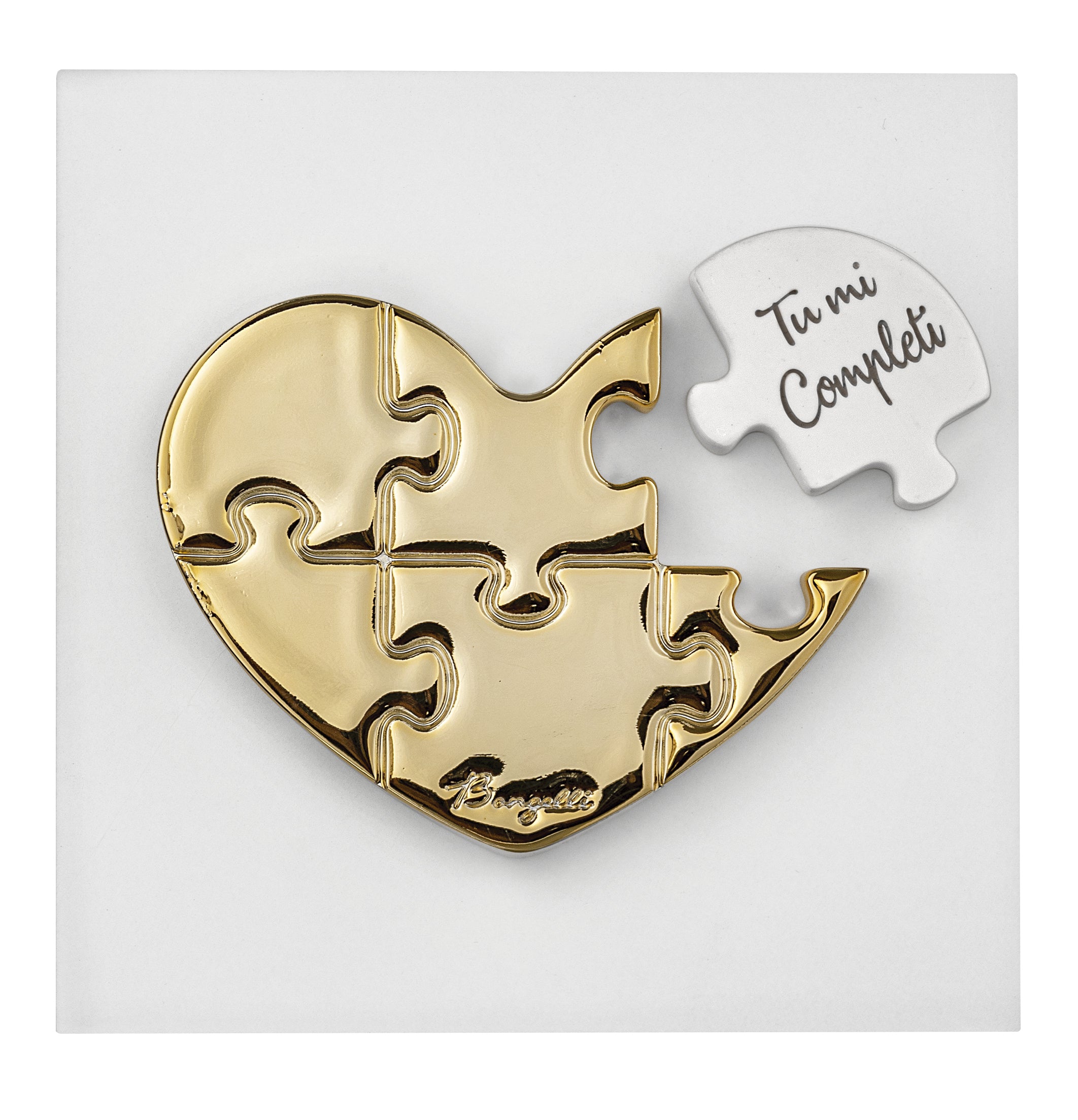 Quadretto Cuore Puzzle 15X15 Bianco-Oro