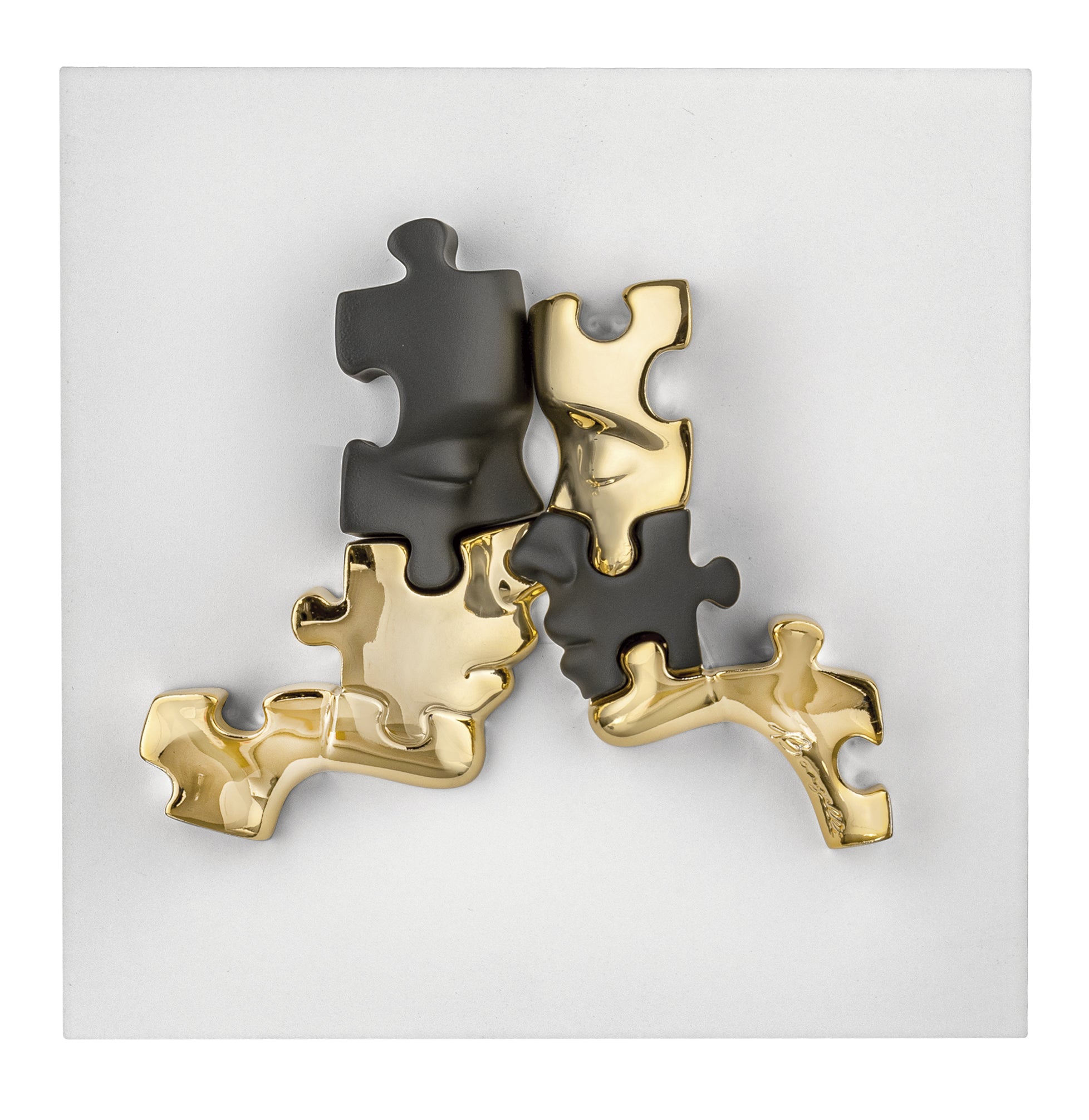 Quadretto Puzzle Visi 15X15 Bianco-Oro