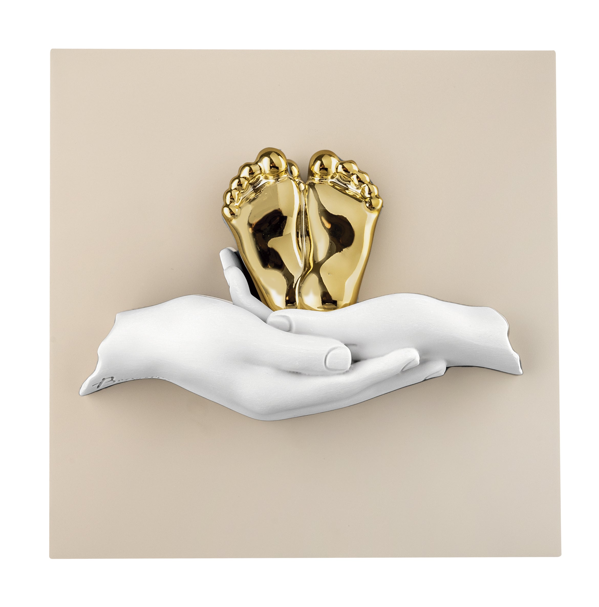 Placca Battesimo Piedini 15X15 Nocciola