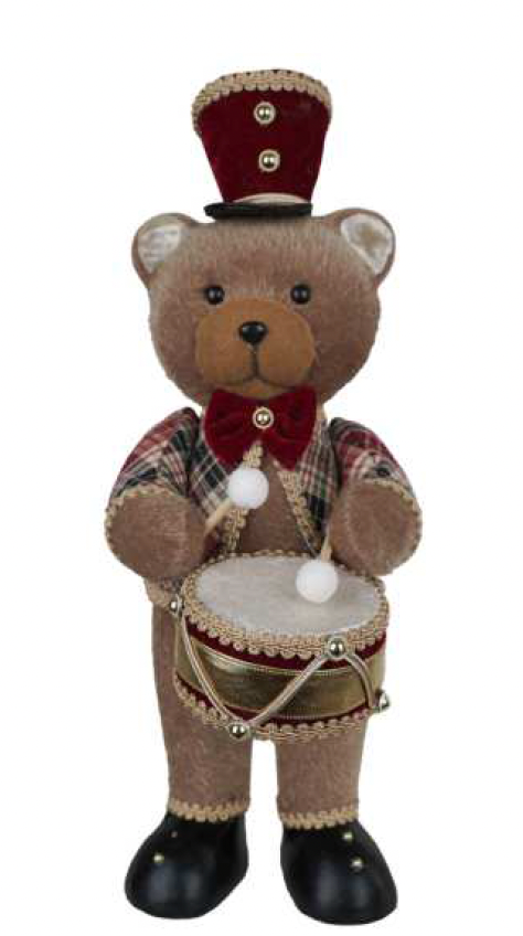 ORSO C.TAMBURO 16X22XH.45CM IN PIEDI GIACCA TARTAN