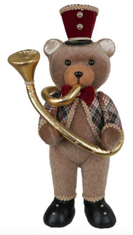 ORSO C.TROMBA 19X16XH.45CM IN PIEDI GIACCA TARTAN