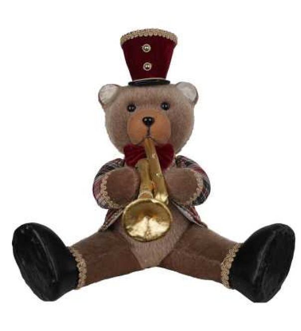 ORSO C.TROMBA 34X23XH.33CM SEDUTO GIACCA TARTAN