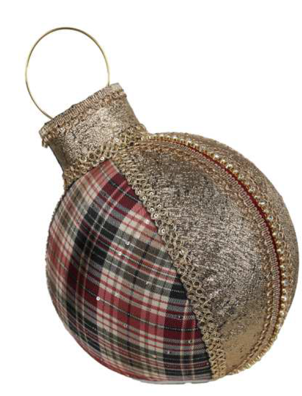 PALLA DIA.20XH.29CM IN TARTAN ROSSO BEIGE E NERO