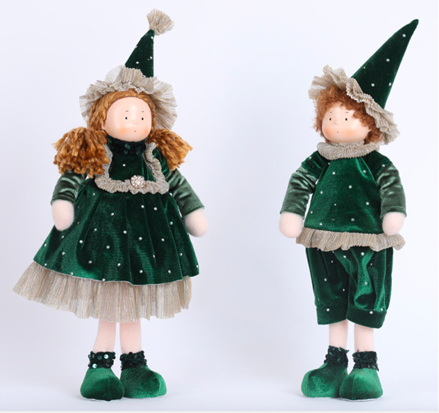 Coppia Gnomi Verde seduti  Fiori di Lena