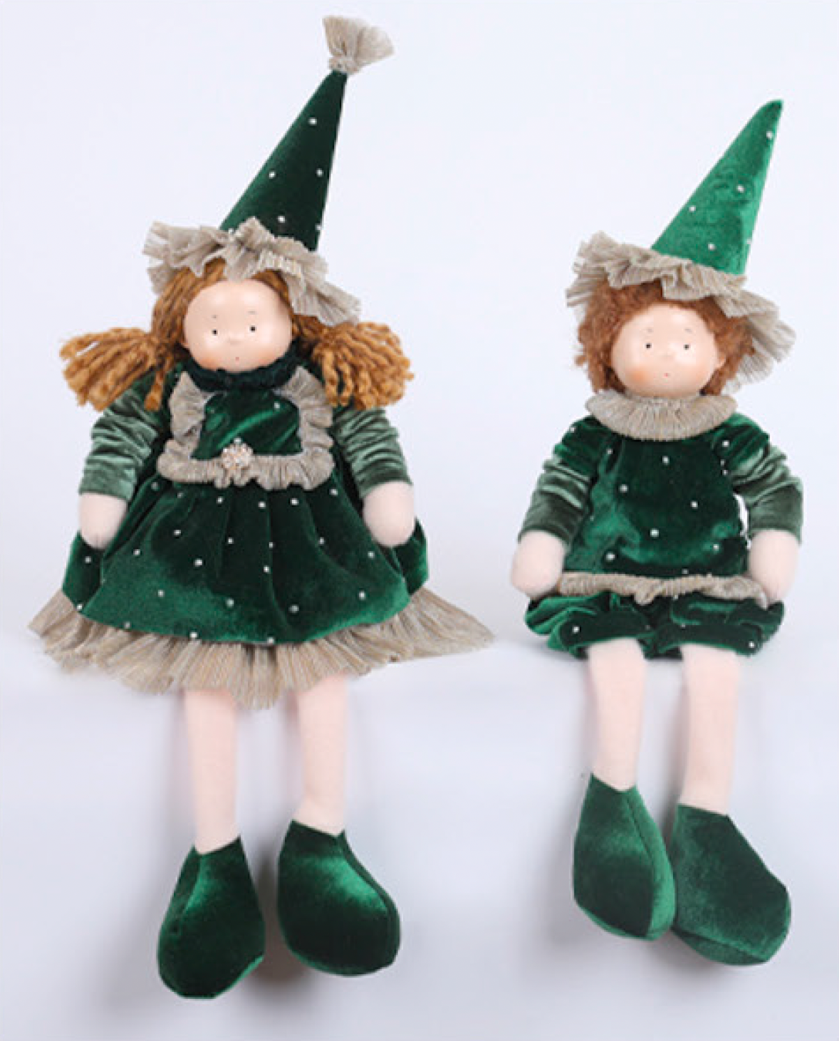 Coppia Gnomi Verde in piedi  Fiori di Lena