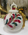 PALLA GRANDE ORO DECORO 44 VIRGOLETTE BIANCHE E ROSSE Ø12*16