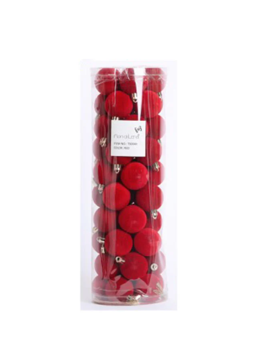 Fiori di Lena Confezione 50 sfere di natale effetto velluto D4 Rosso