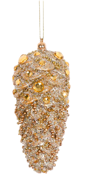 Pigna con Glitter e strass oro Fiori di Lena h 12