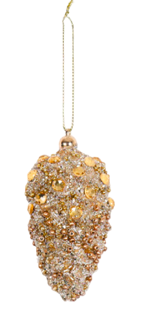 Pigna con glitter e strass oro  piccola Fiori di Lena