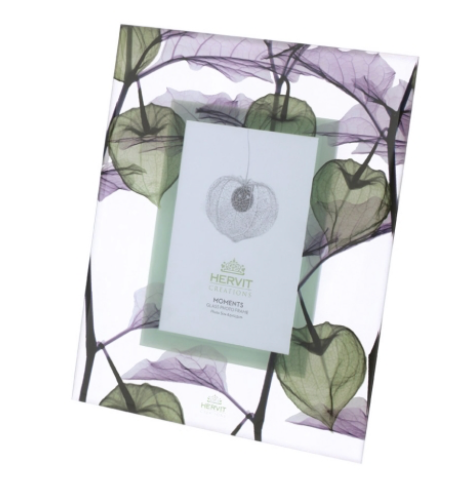 CORNICE VETRO ALKEKENGI VERDE 18X22CM