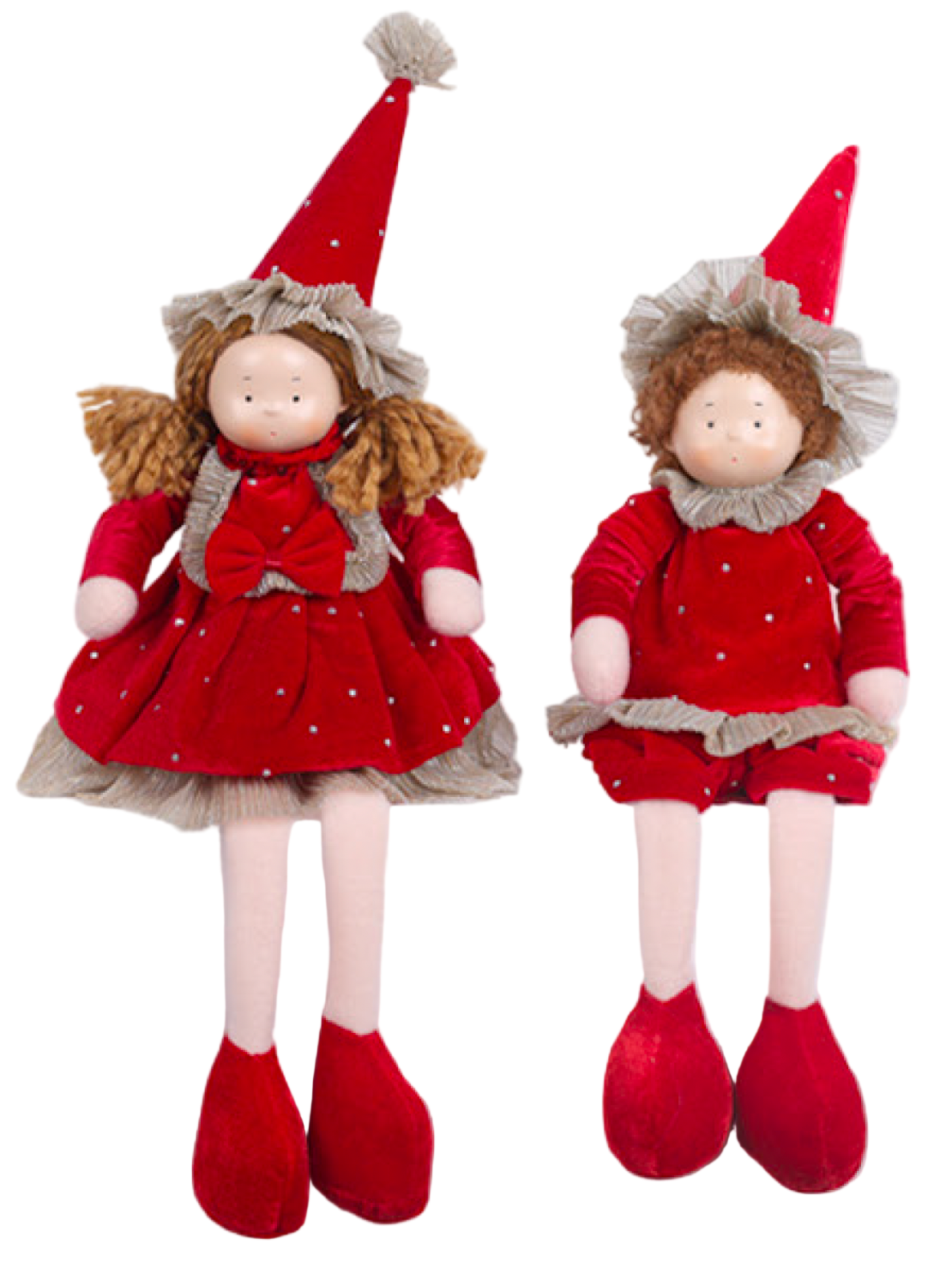 Coppia Gnomi rosso seduti  Fiori di Lena