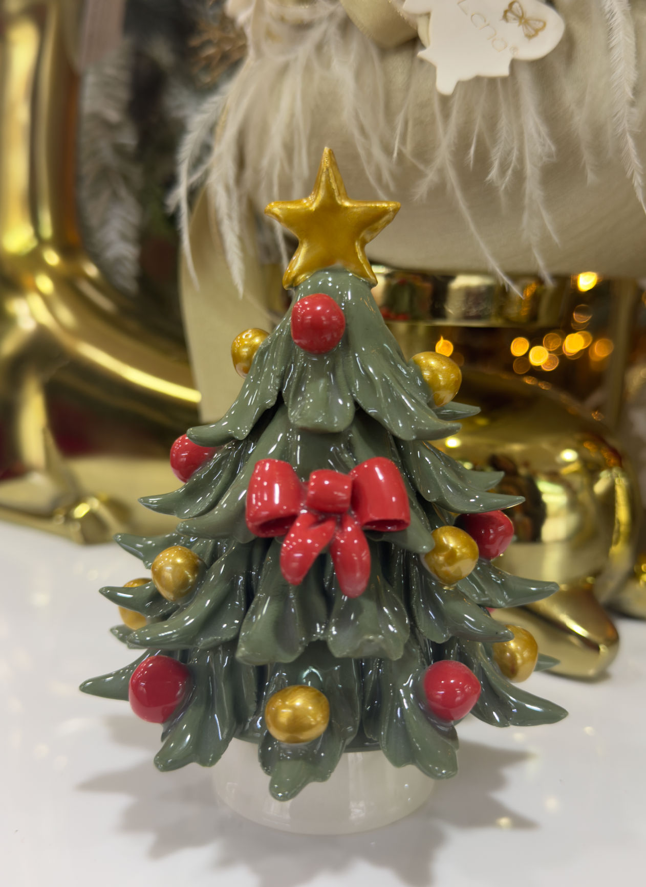 ALBERO DI NATALE VERDE C FIOCCHI E PALLINE CM13X17