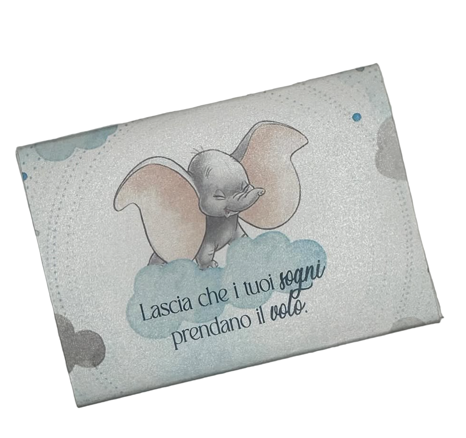 scatolina personalizzata con 7 confetti al cioccolato imbustati a caramella 10x6x2