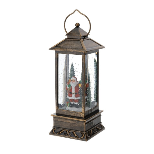 Lanterna con Babbo Natale e luce LED - 10X10XH28CM