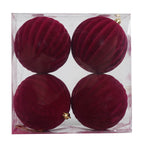 Palline di Natale in Velluto a Righe D. 10 cm confezione 4 pezzi